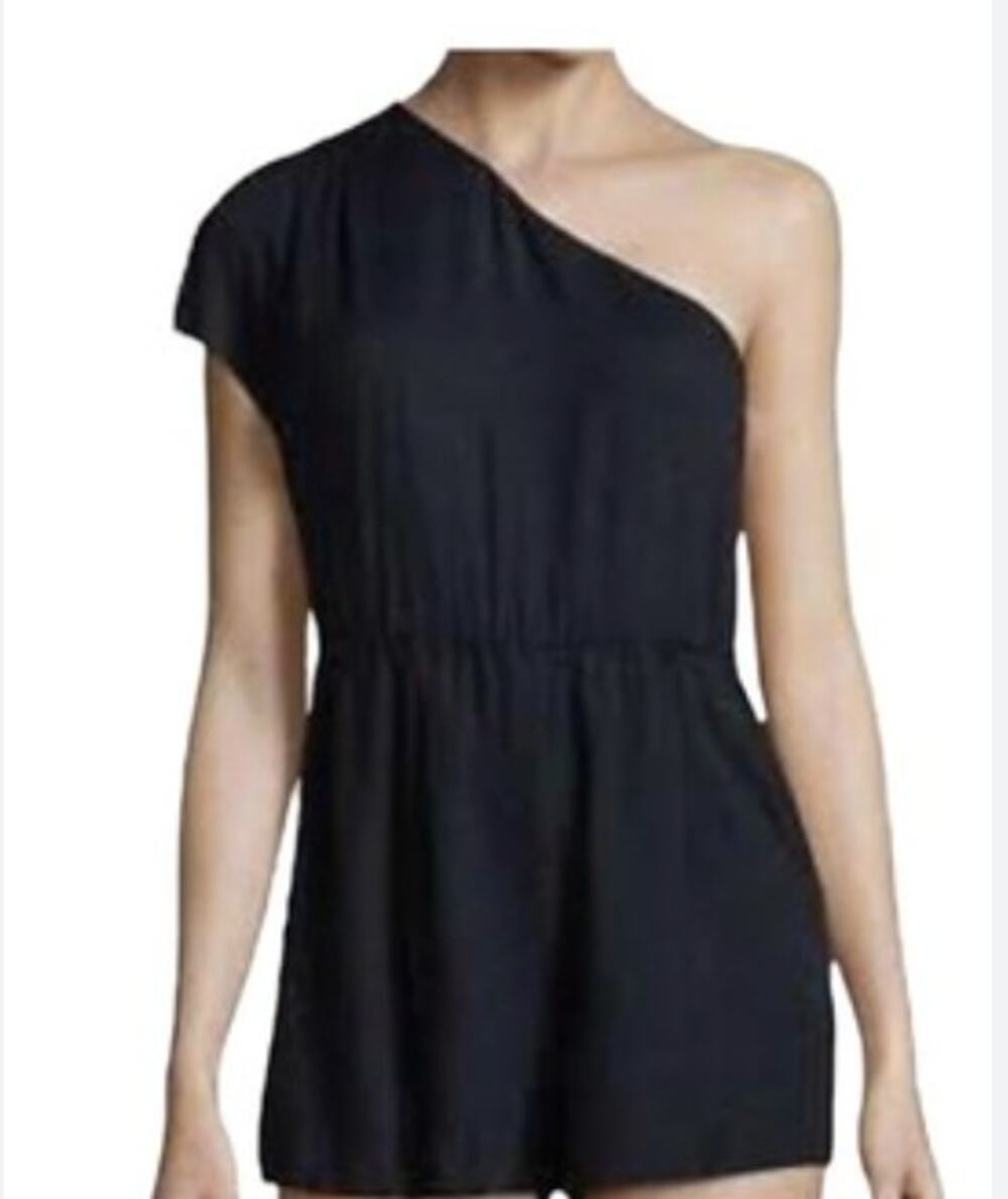Alice + Olivia India Brisa Navy Blue Draped One Shoulder Romper NWT Size 8